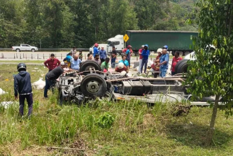 Lori muatan buah, sayur terbalik akibat masalah brek di Persiaran Mokhtar Dahari