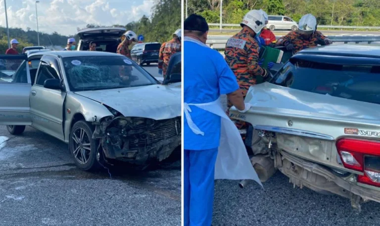 Wanita warga emas maut, 5 cedera Proton Wira terbabas langgar pembahagi jalan