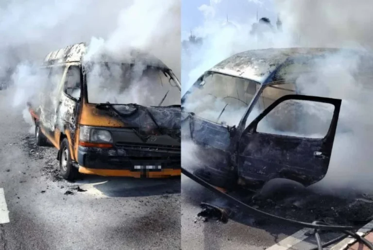 Van sekolah terbakar selepas hantar murid ke sekolah