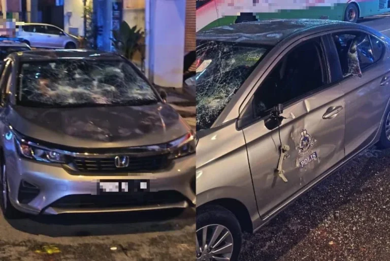 Lelaki baling bata, rosakkan kenderaan polis ditahan