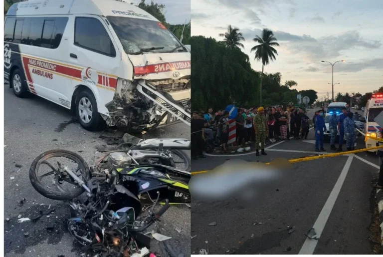 Remaja 14 tahun maut motosikal bertembung ambulans