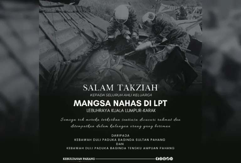 Sultan Pahang, Tengku Ampuan zahir takziah tragedi empat maut di Lebuhraya KL-Karak