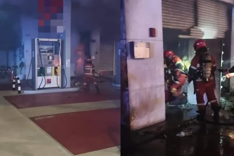 Kedai stesen minyak musnah terbakar awal pagi