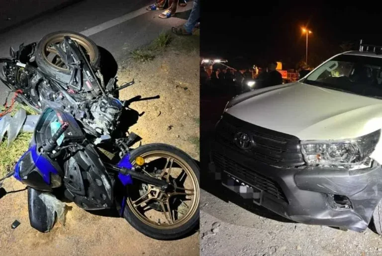 Penunggang motosikal maut, kanak-kanak 6 tahun parah, bertembung dengan Hilux